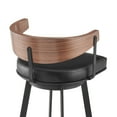 thumbnail image 2 of Lacey 30" Swivel Bar Stool in Black Iron with Walnut Finish and Vintage Black Faux Leather, 2 of 8
