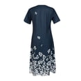 thumbnail image 4 of Robes d'Été pour Femmes Décontractées Amples Imprimé Papillon Longues Robes Maxi Col en V Manches Courtes Boutonnées avec Poche Robe Tunique de Plage T-Shirt Robe Midi, 4 of 5
