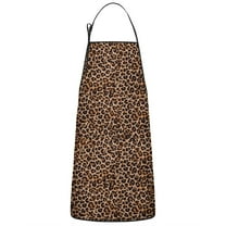Brown and Black Leopard Print Apron-Garden Aprons for Women with Pockets-Cotton Linen Waterproof Kitchen Cooking Gardening Aprons Adjustable for Kitchen,Cooking,BBQ and Salon 33x27 Inch