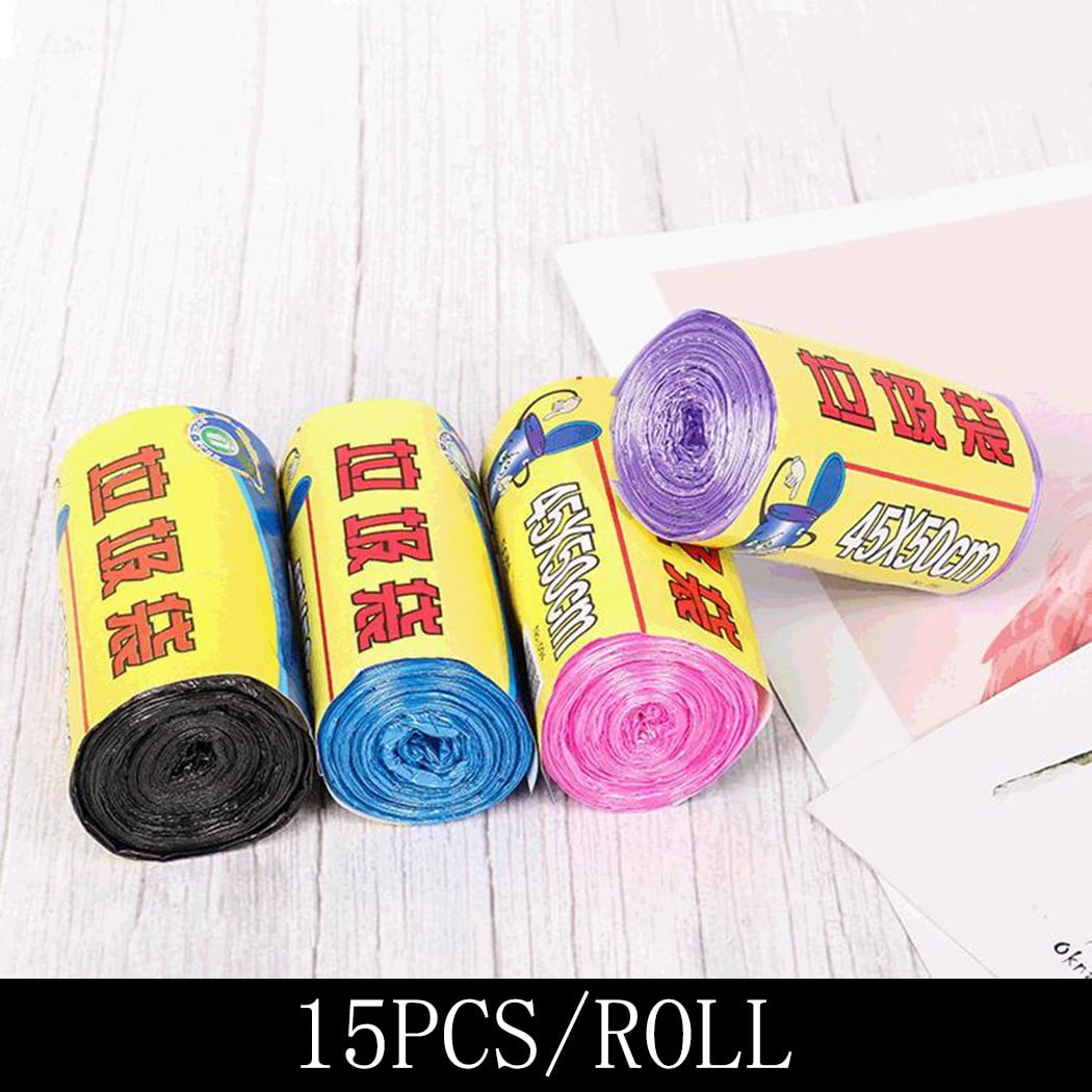 Trash Bags, Random Color, 15 pcs / Roll , 50 cm X 45 cm, Garbage Bags for  Office, Kitchen, Bedroom Waste Bin, Colorful Portable