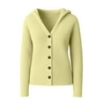 thumbnail image 4 of UJNDER Women's Knitted Hooded Cardigan Coat with Buttons for Casual Autumn and Winter Outfits and Fashion Yellow XL, 4 of 4