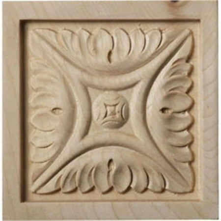 3 1/2"W x 3 1/2"H x 3/4"P Medium Middlesbrough Square Rosette, Maple