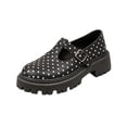 thumbnail image 3 of Willtoo Women Polka Dot T-Strap Mary Jane Platform Shoes, Adjustable Buckle Lug Sole Round Toe Chunky Loafers, Elegant Block Heel Non-Slip Slip-On Dress Shoes Casual Daily Work School Shoes, 3 of 5