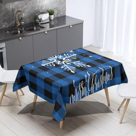 

Xmarks Christmas Tablecloth Rectangle Plaid Table Cloth with Reindeer&Snowflake Decorations Heavy Duty Table Cover for Dining Party & Holidays
