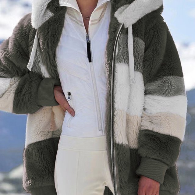 Abrigo de felpa suelto, chaqueta con capucha informal de moda, suave y cálido otoño invierno para mujer