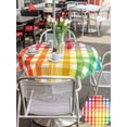thumbnail image 6 of Outdoor Tablecloth with Umbrella Hole Zipper Colorful Stripe Round Tablecloth 54" Waterproof Outside Table Cloth Farmhouse Striped Modern Abstract Art Patio Table Cover Tablecloths for Picnic Party, 6 of 8