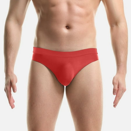 

QWERTYU Men s Sport Bikini Briefs Stretch Seamless Bikini Underwear Red 3XL