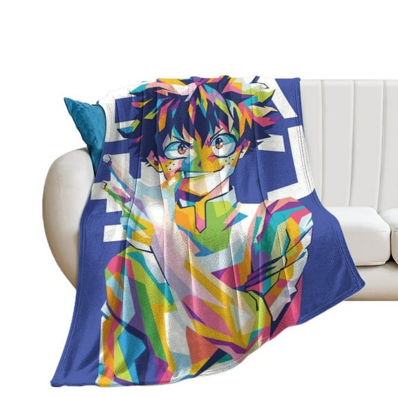 Deku My Hero Academia Poster Luxury Flannel Blanket - Super Soft Anti-Static Plush Warm Blanket for Sofa Bed - Extra Large Cozy Blanket for Men and Women, Home Decor Gift.