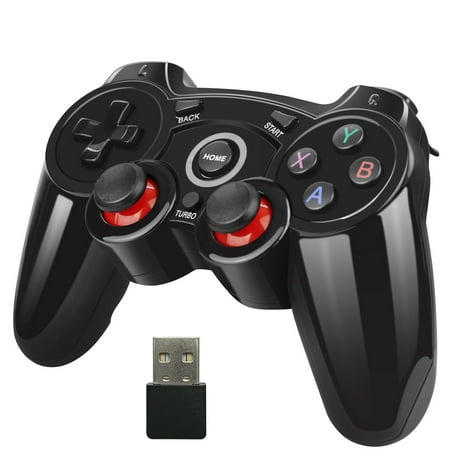Demoory 2.4G Wireless PC Game Controller USB Gaming Gamepad Joystick For Computer/Laptop/Notebook (Windows 10/8/7/XP, Steam), Android and PS3 - Black