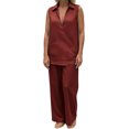 thumbnail image 6 of Favoffer Women's Two Piece Sets Sleeveless V Neck Wrap Top Wide Leg Pants Matching Sets Outfits for Vacation Party Daily Casual, 6 of 9