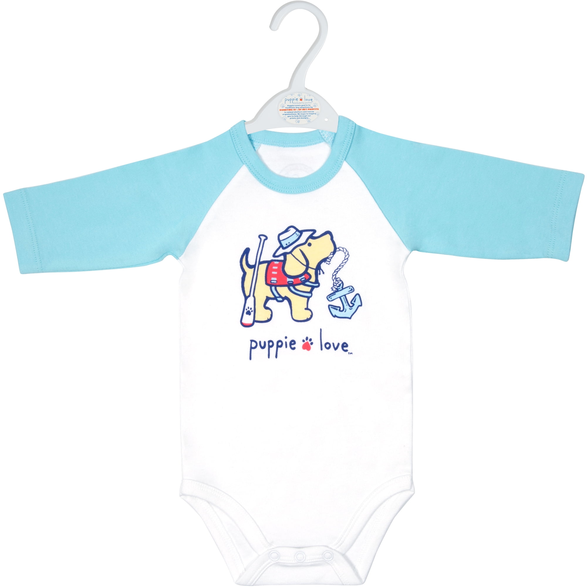 Lake - 12-24 Months 3/4 Length Blue Sleeve Onesie