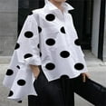 thumbnail image 2 of Jxximdong Button Up Shirts Women Women's Long Sleeved Polka Dot Printed Chiffon Temperament Lapel Shirt White Spring Tops S, 2 of 5