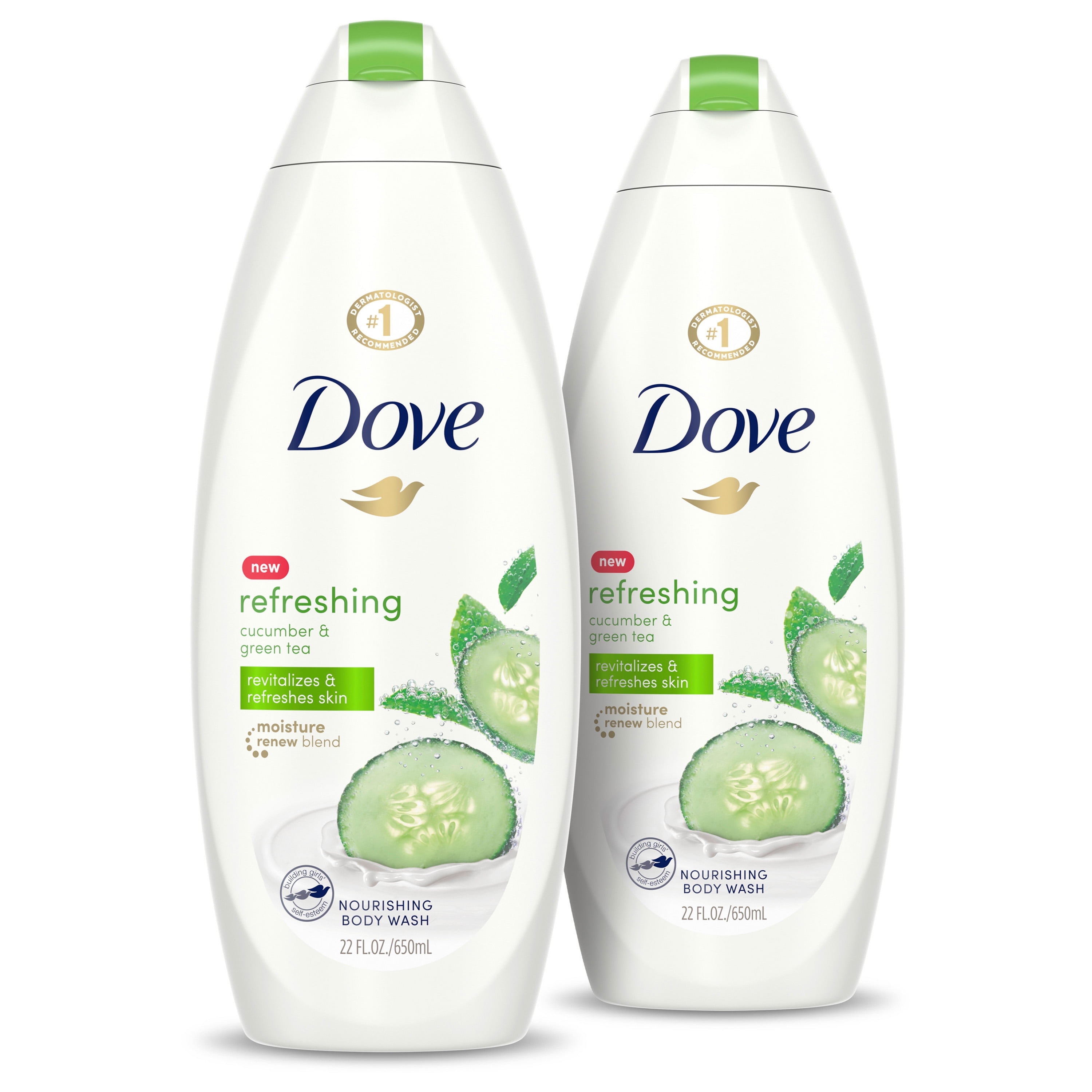 (2 Pack) Dove Go Fresh Body Wash Cucumber and Green Tea, 22 oz