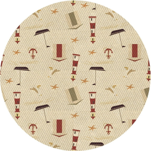 Ahgly Company Machine Washable Indoor Round Transitional Vanilla Gold Area Rugs, 7' Round