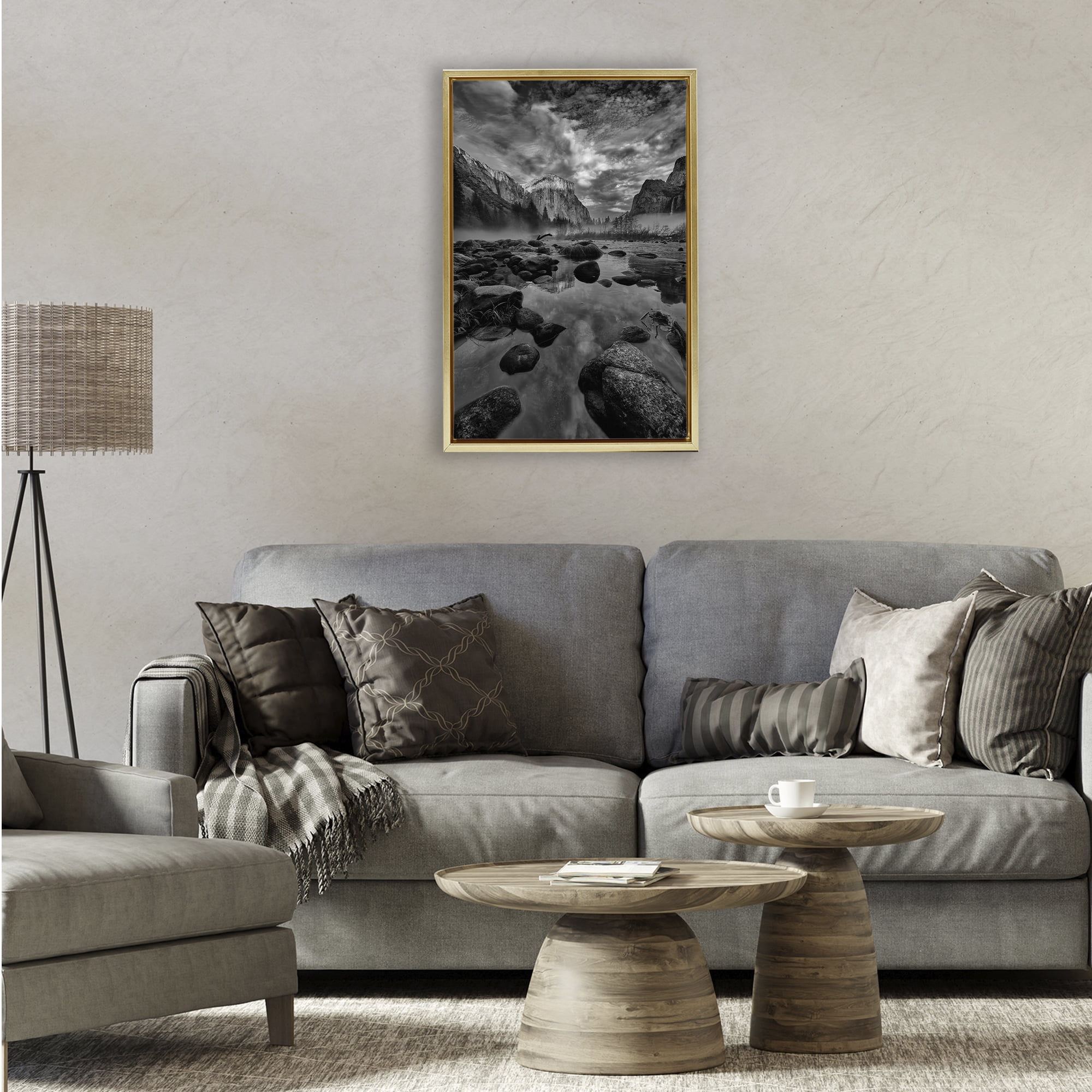 Stupell Industries Morning in Yosemite Valley Gold Framed Floater Canvas Wall Art, design by Jon Evan