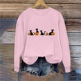 thumbnail image 2 of purcolt Black Cats on Pumpkin Sweatshirt Halloween Sweatshirts for Women Fall Pumpkin Face Tee Lightweight Pullover Tops, 2 of 5