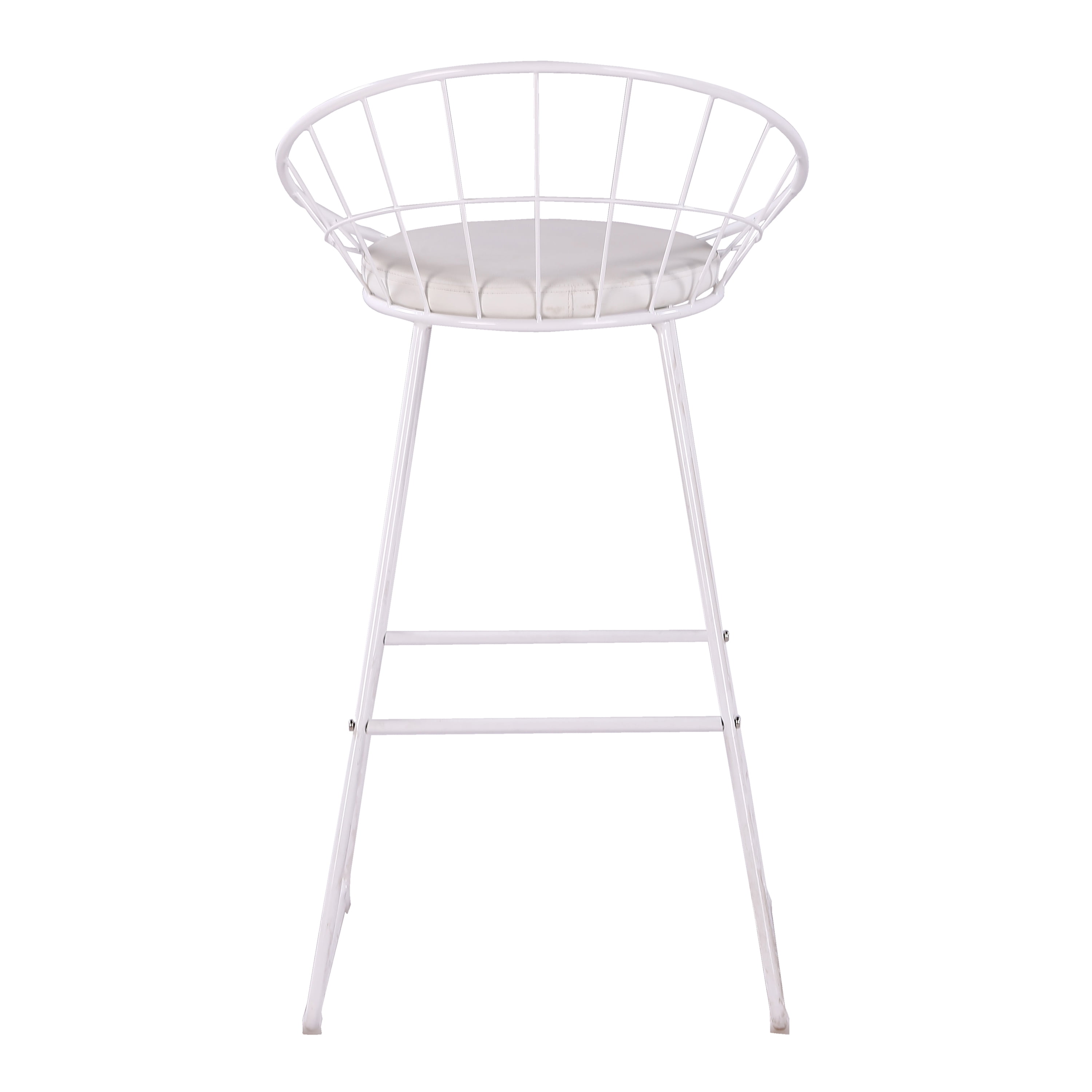 2Pcs Modern Nordic Counter Height Bar Stools, 29.5" Seat Height Industrial Bar Chairs with Curved Hollow Metal Frame Backrest, Padded Faux Leather Seat,Assembly Needed