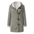 thumbnail image 4 of Olyvenn Winter Coats for Women Sherpa Fleece Jacket with Hood Long Button Up Coat Thicken Warm Winter Coat Parka Coat Gray XXL, 4 of 7