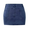 thumbnail image 4 of Women’s Bodycon Denim Short Mini Skirts High Waist Casual Washed Stretchy Jean Skirts with Pockets Polyester Material, 4 of 4
