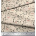thumbnail image 2 of Soimoi White Cotton Duck Fabric Abstract & Rabbit Animal Print Fabric by Yard 56 Inch Wide, 2 of 3