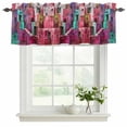 thumbnail image 2 of Abstract Red Valances for Windows, Decorative Rod Pocket Window Valance Curtains, Painting Buildings Geometric Color Block Short Curtain Drapes for Kitchen/Living Room, 2 Panels, 42" W x 12" L, 2 of 8