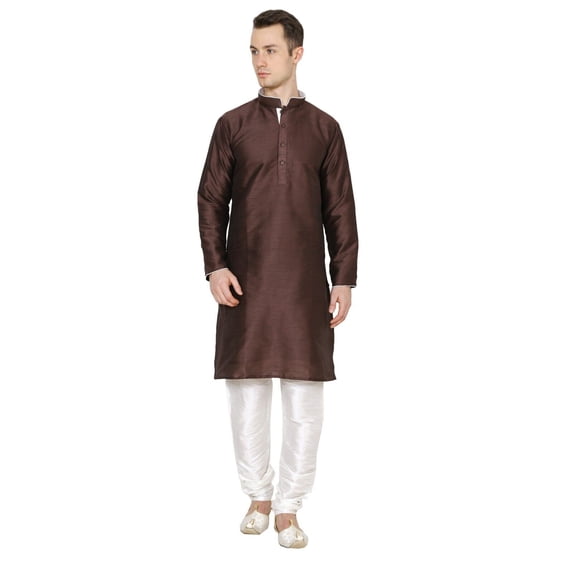 Mens Silk Blend Indian Wear Basic Solid Kurta Churidaar Mens Silk Sherwani