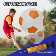 Kickerball Swerve and Curve Size 4 Soccer Ball, Soccer Training Ball with Special Curving Panels, Outdoor and Indoor Soccer Ball, Fun Soccer Ball for Kids and Adults, White and Orange