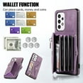 thumbnail image 6 of RFID BLOCKING Wallet Case for Samsung Galaxy A32 5G with Card Holder, Zipper Pocket Kickstand Function Shockproof Purse Phone Cover with Removable Shoulder Strap & Wrist Strap, Purple, 6 of 10