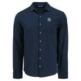 thumbnail image 2 of Men's Cutter & Buck Navy New York Yankees Knitted Advantage Tri-Blend Eco Soft Pique Long Sleeve Button-Up Shirt, 2 of 3