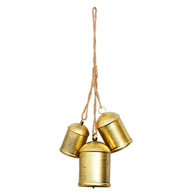 1 Set Christmas Bells for Decorations, Rustic Christmas Decor Vintage Style, Brass Shabby Chic Hanging Decoration-5-