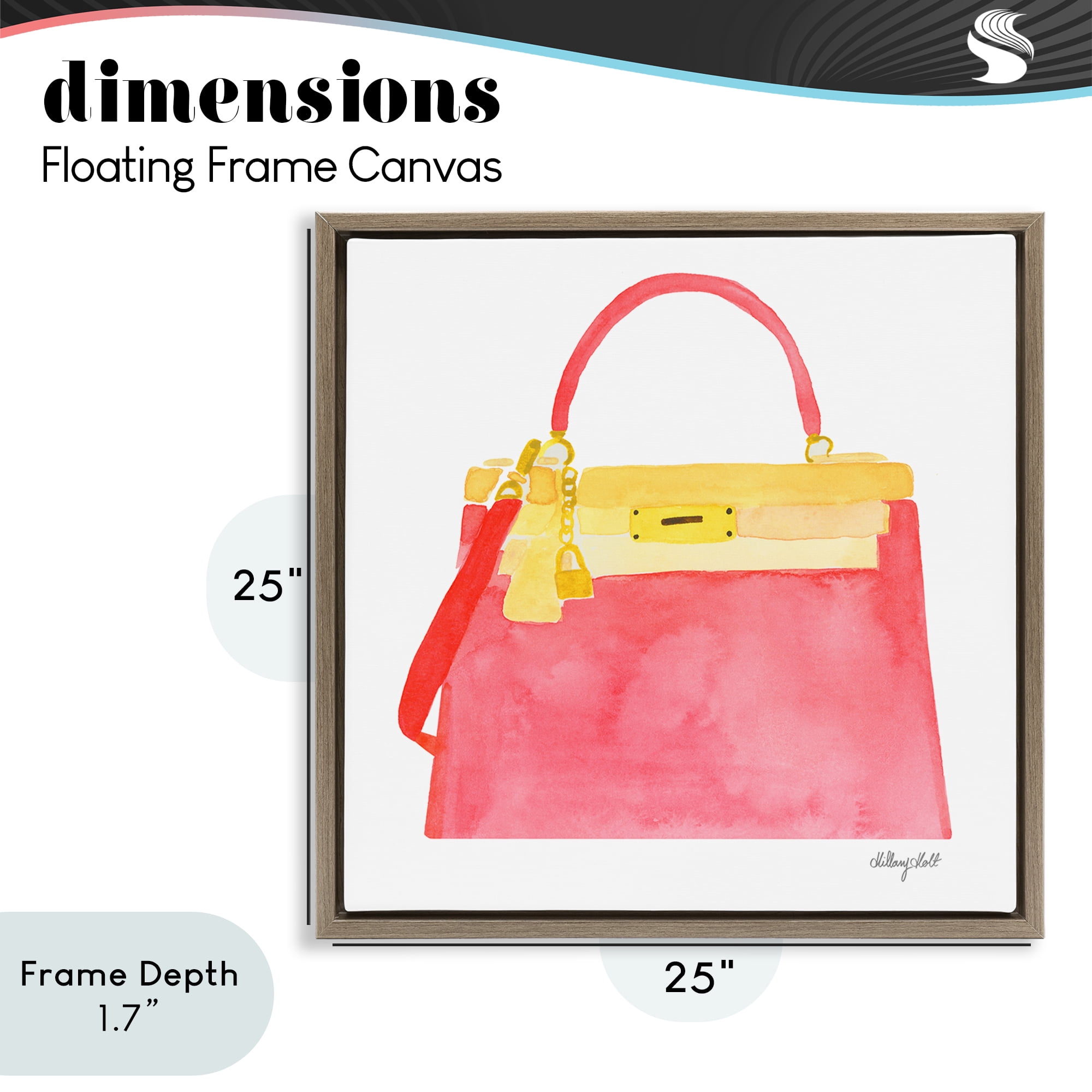 Stupell Industries Elegant Coral Handbag Brown Framed Floater Canvas Wall Art, design by Hillary Holt