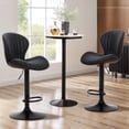 thumbnail image 3 of AFO Swivel Bar Stools, Adjustable Height Barstools with Shell Back, Modern PU Leather Kitchen Island Chairs for Dining Room, Home Bar, Pub, Black, 3 of 6
