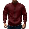 thumbnail image 2 of EchfiProm Mens Trendy Pullover Tranning Red Jackets Sweatshirt Zip up Tops for Men Long Sleeve L, 2 of 6