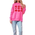 thumbnail image 1 of xiaxaixu Pull Femme Mode Saint Valentin Coeur Lèvres Imprimé Col Rond Manches Longues Tricotés Tops Automne Hiver Casual Pulls, 1 of 9