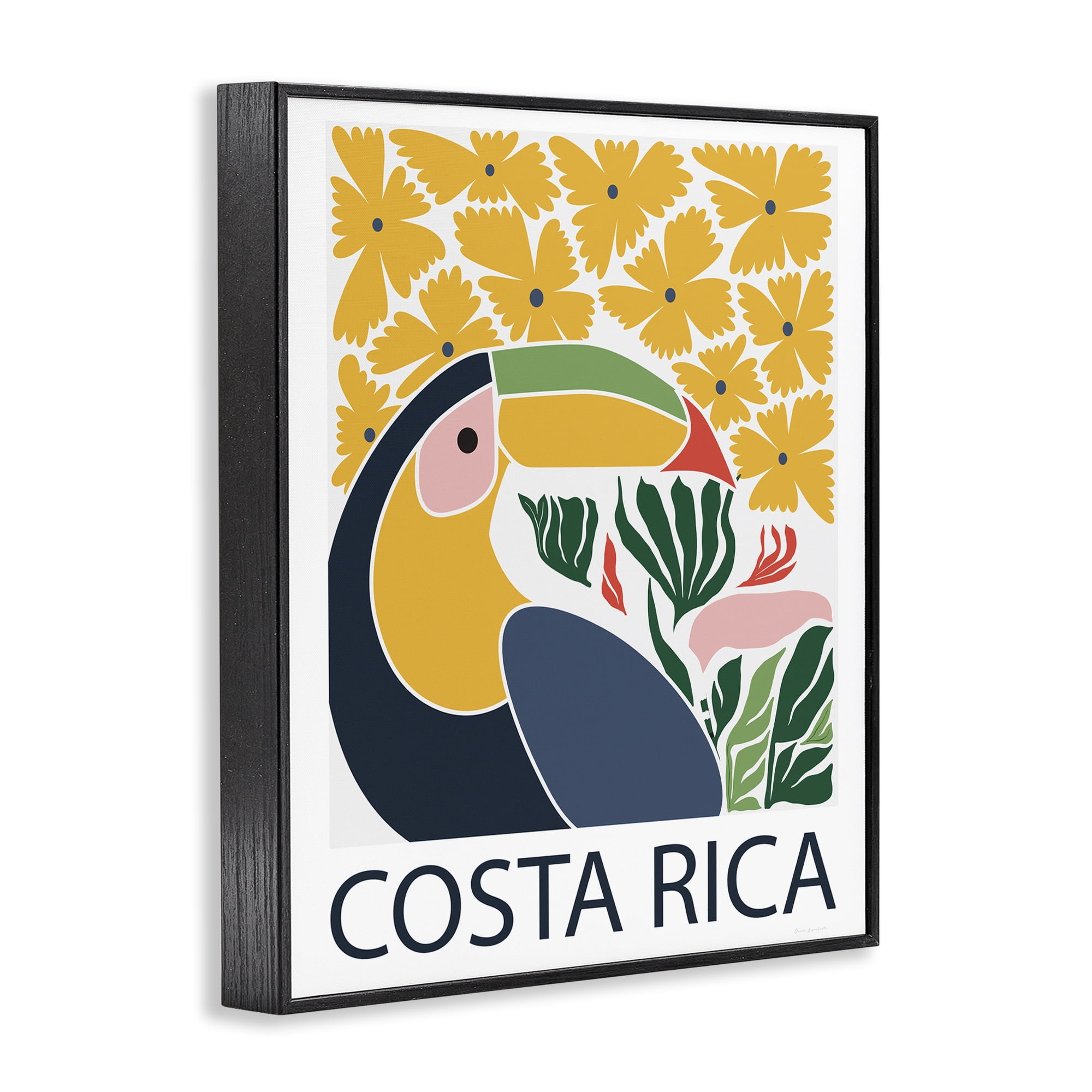Stupell Industries Tropical Toucan & Flowers Black Framed Giclee Art, design by Omar Escalante
