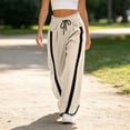 thumbnail image 6 of Tqcoqu Women's Baggy Wide Leg Pants Casual Drawstring Elastic Waisted Contrast Side Stripe Workout Y2K Track Pants,Women's S-XXL, 6 of 6