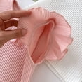 thumbnail image 4 of Kaemgyyd 6 M-4 Y Toddler Baby Girls Top Knit Ribbed Ruffle Collar Solid Color T-Shirts Casual 1/4 Sleeve Tee Clothes, 4 of 7