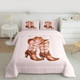 thumbnail image 2 of Homewish Kawaii Cowgirl Boot Queen Comforter Set for Kids, Cute Western Princess Bedding Sets, Pink Cartoon Reversible Bedding Comforter Set, Microfiber Bedroom Decor, 3 Pieces, 2 of 8