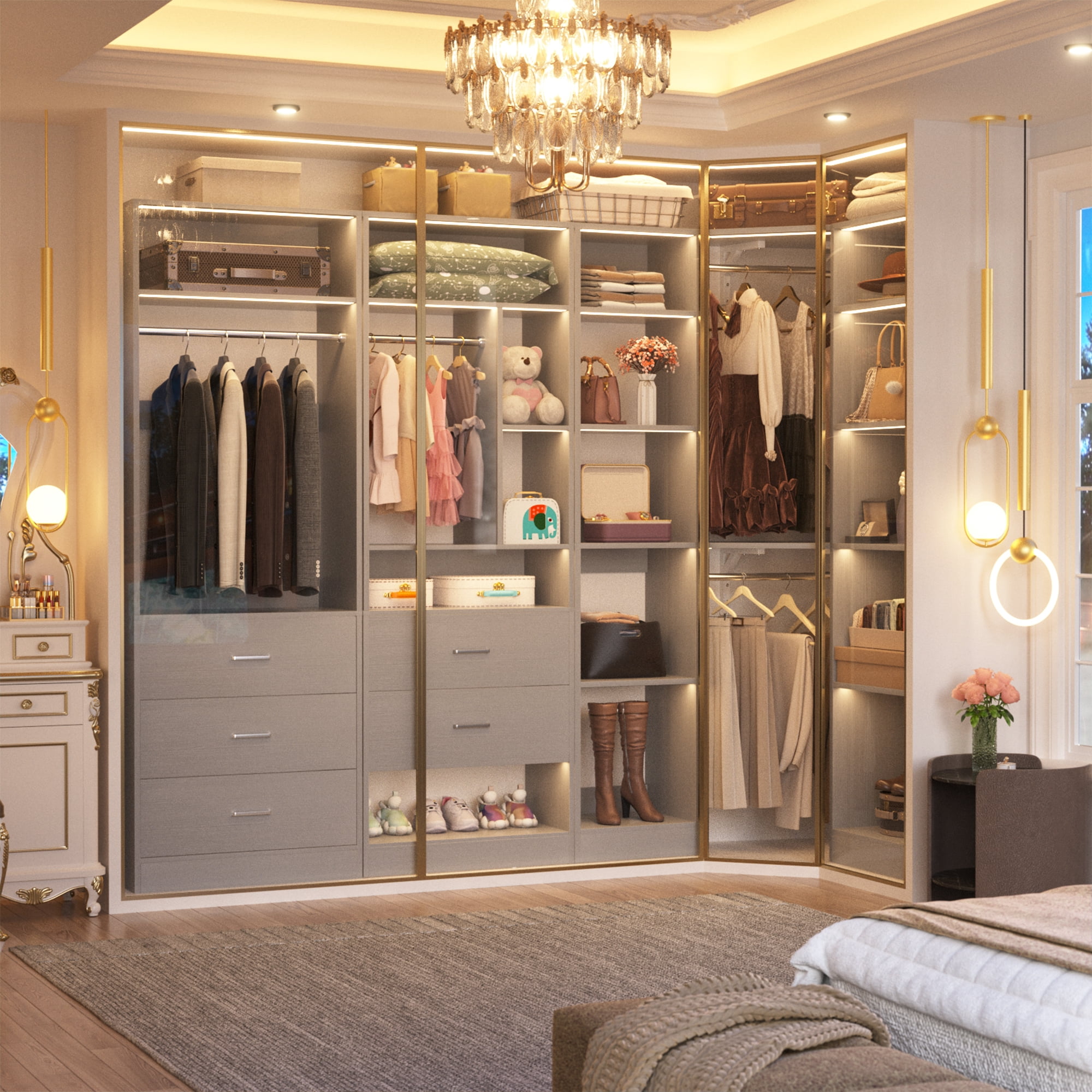 Freestanding Closet System with 3 Sets, Homieasy 87.2