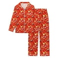 thumbnail image 4 of Luwomo Comfy Pajamas Sets Womens Christmas Long Sleeve Lapel Button Top and Comfy Pants Festive Holiday Cozy Home Loungewear Soft Flannel Nightwear Sleepwear Set,Red1,S, 4 of 4