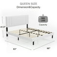 HAIIDE Modern Queen Bed Frame with Fabric Upholstered Headboard, No Box Spring Needed, White