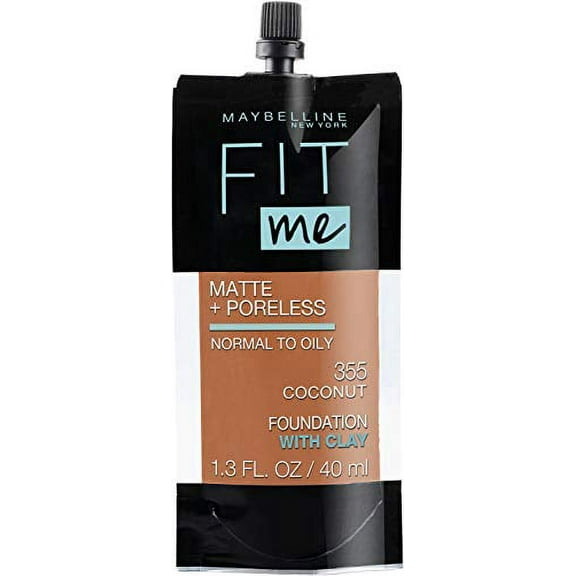 Maybelline New York Fit Me Matte Poreless Liquid Foundation, Pouch Format, 355 Coconut, 1.3 Ounce
