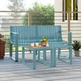 thumbnail image 2 of Gymax Patio Loveseat 2-Person Bench w/ Curved Backrest Slatted Design for Backyard Blue, 2 of 9