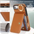 thumbnail image 5 of Allytechgroup iPhone SE 2022/2020/ iPhone 8 7 Wallet Case, Ring Holder Stand Cards Slots Shockproof Retro Flip Back Cover Phone Case for Apple iPhone SE 3rd 2nd Gen/ iPhone 8 7, Brown, 5 of 7