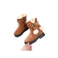 thumbnail image 3 of Frontwalk Girls Snow Boots Side Zip Winter Shoes Fluffy Mid Calf Boot Party Comfort Warm Shoe Kids Plush Lined Brown 9C, 3 of 4
