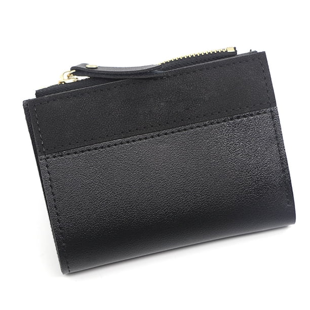 Cartera pequeña para mujer, cartera delgada de piel con bolsillo frontal plegable para mujer con monedero con cremallera MFZFUKR BST3053990-2