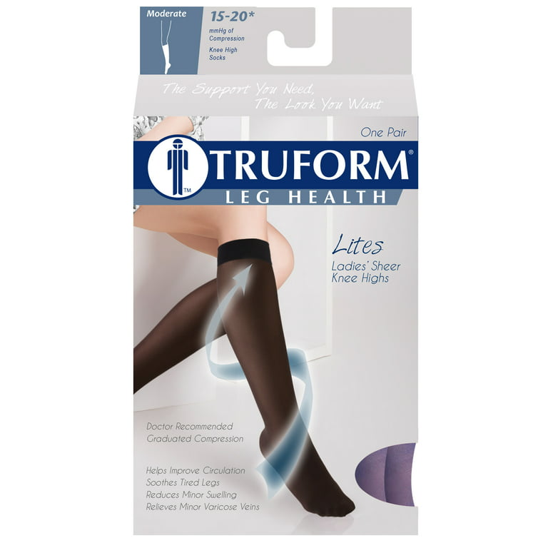 Truform 30-40 mmHg Compression Stockings for Men and Women, Knee High  Length, Dot-Top, Closed Toe, Purple, Medium