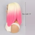 thumbnail image 2 of Unique Bargains Lace Front Wigs Medium Long Straight Hair for Women Lady Gradient Pink, 2 of 8