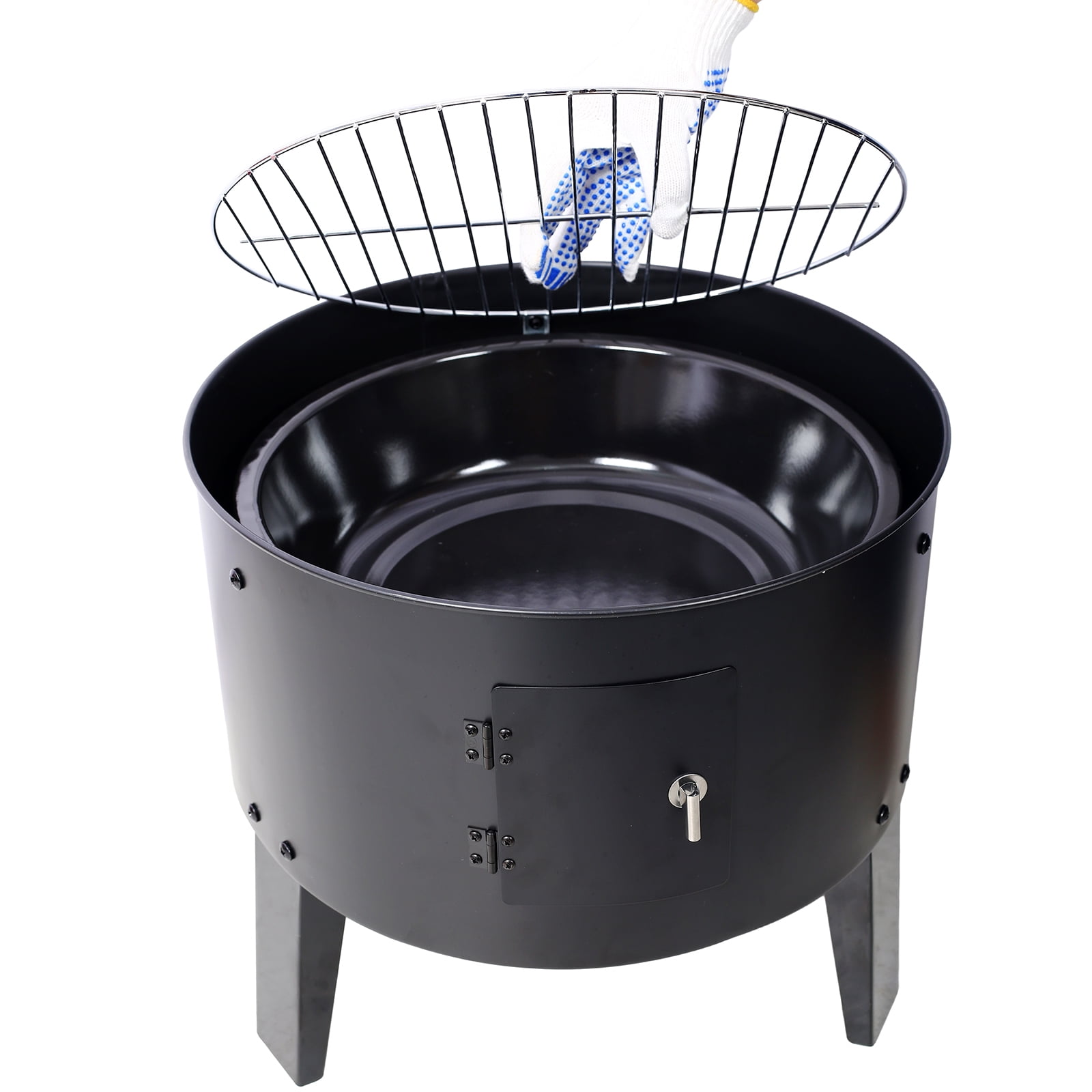 16-Inch Charcoal Smoker Grill, 3-in-1 Vertical Wood Smoker for Camping, Backyard, Outdoor Cooking with Thermometer & Adjustable Vents