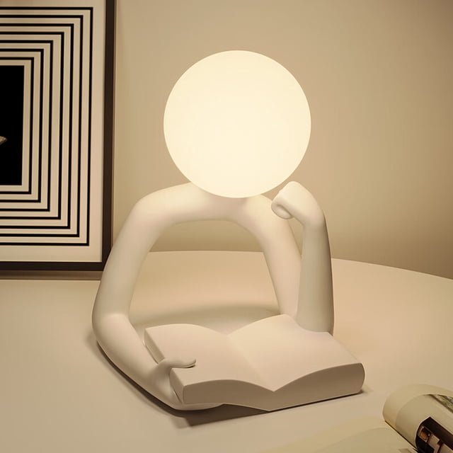 Reading Figure Lamp Compact Abstract Resin Reading Desk Lamp With USB Rechargeable Soft LED Night Light For Eye-Friendly Bedside Study And Travel Use Modern Minimalist Book Lover Gift